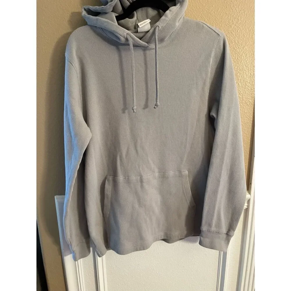 The North Face Men’s Waffle Knit Gray Hooded Pullover L